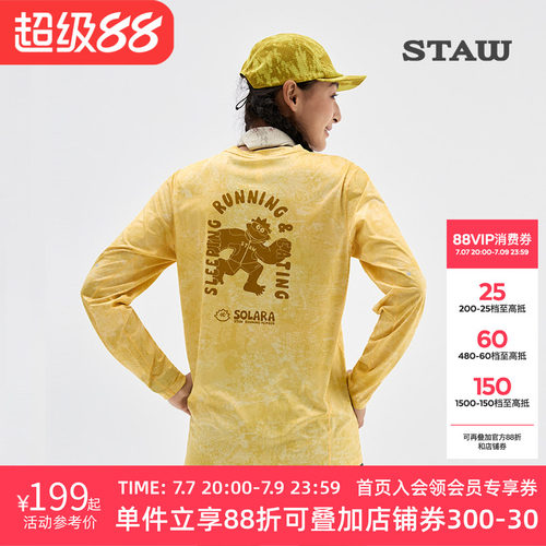 STAW世拓主题印花“SOSO”跑步长袖T恤男抗菌训练运动IP速干衣女T