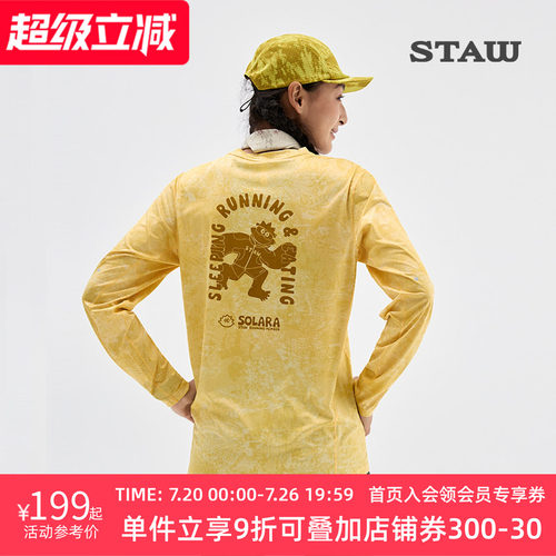 STAW世拓主题印花“SOSO”跑步长袖T恤男抗菌训练运动IP速干衣女T