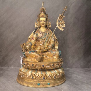 鎏金佛像 尼泊尔手工佛像 45cm鎏金 莲师 莲花生大师