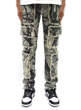 KDNK美式修身迷彩立体口袋毛边微弹潮流男裤-KNB3374