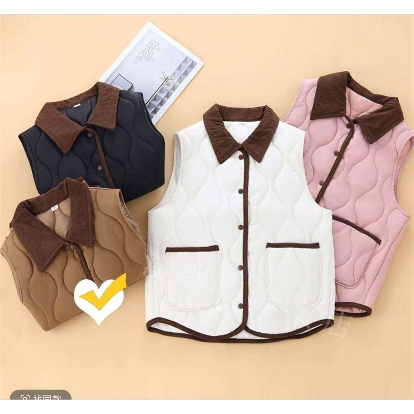 冬季女款棉马甲背心外穿加厚新款爆款大码秋冬马夹外套夹棉（翻领