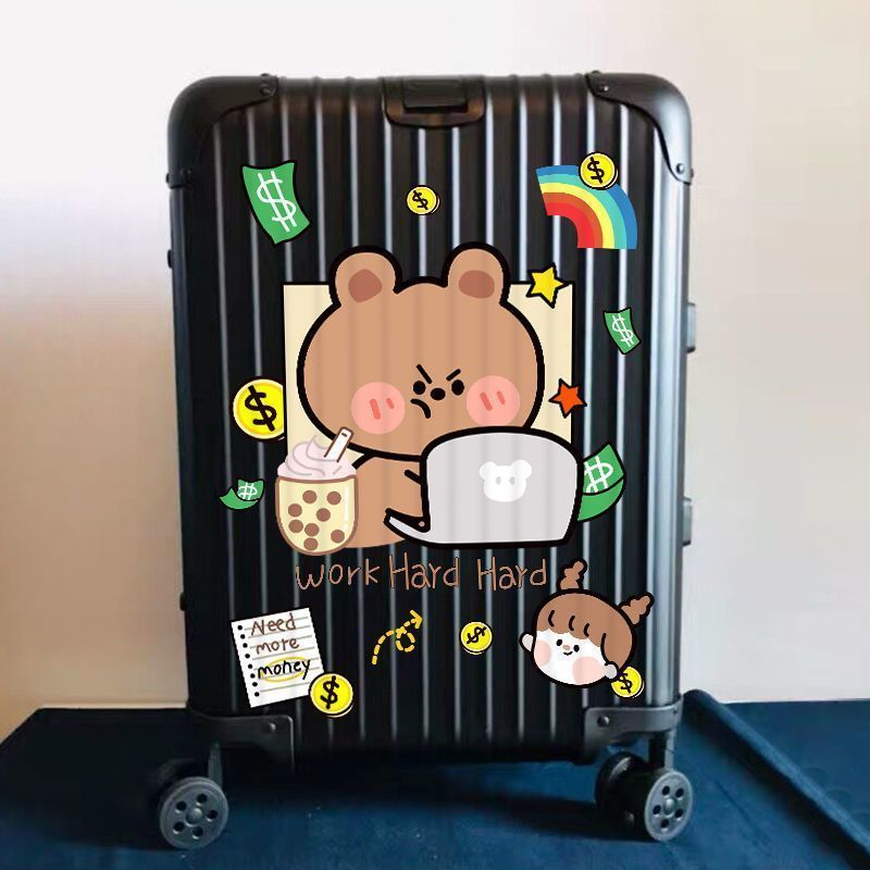 行李箱贴纸韩国ins卡通可爱小熊旅行箱拉杆箱墙壁装饰防水贴画