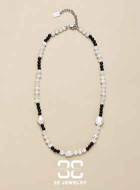 夏日猫眼石串珠项链黑玛瑙