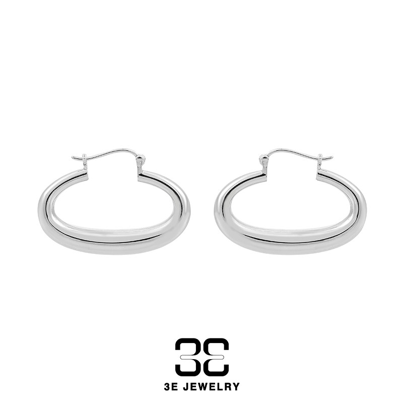 3E JEWELRY 几何椭圆形耳圈耳环金色银色