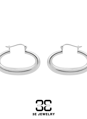 3E JEWELRY 几何椭圆形耳圈耳环金色银色