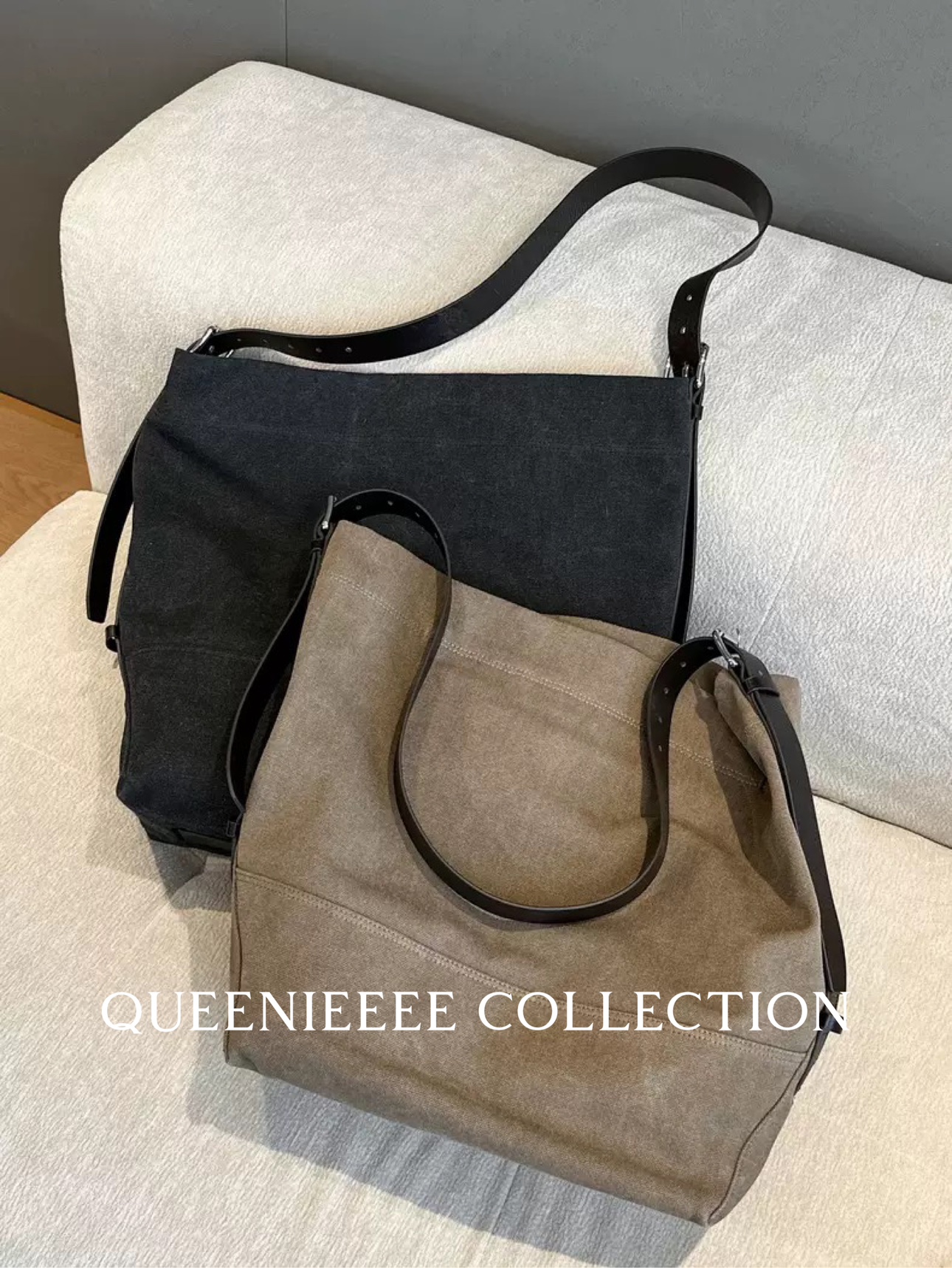 QUEENIE2025秋冬新款帆布托特包女大容量休闲通勤百搭单肩斜挎包
