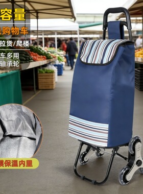 买菜小拉车家用大容量便携折叠购物车爬楼水晶轮耐磨不锈钢小推车