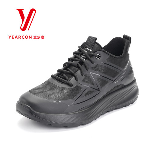 意尔康男鞋黑色运动休闲鞋爸爸鞋