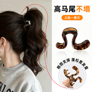 高马尾不塌抓夹神固定器运动鲨鱼发夹高颅顶半扎短发过渡期女饰品