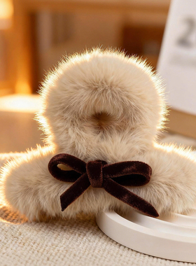 适合发量少的秋冬毛绒抓夹专半扎发用新款发夹夹端后脑勺夹子头饰