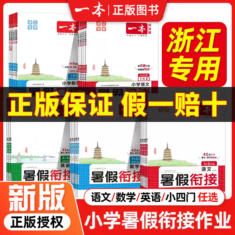 浙江专用 一本小学语文数学英语暑假阅读口算计算暑假衔接一升二三四五六年级语文练字帖同步教材暑假预习复习专项训练 正品保障