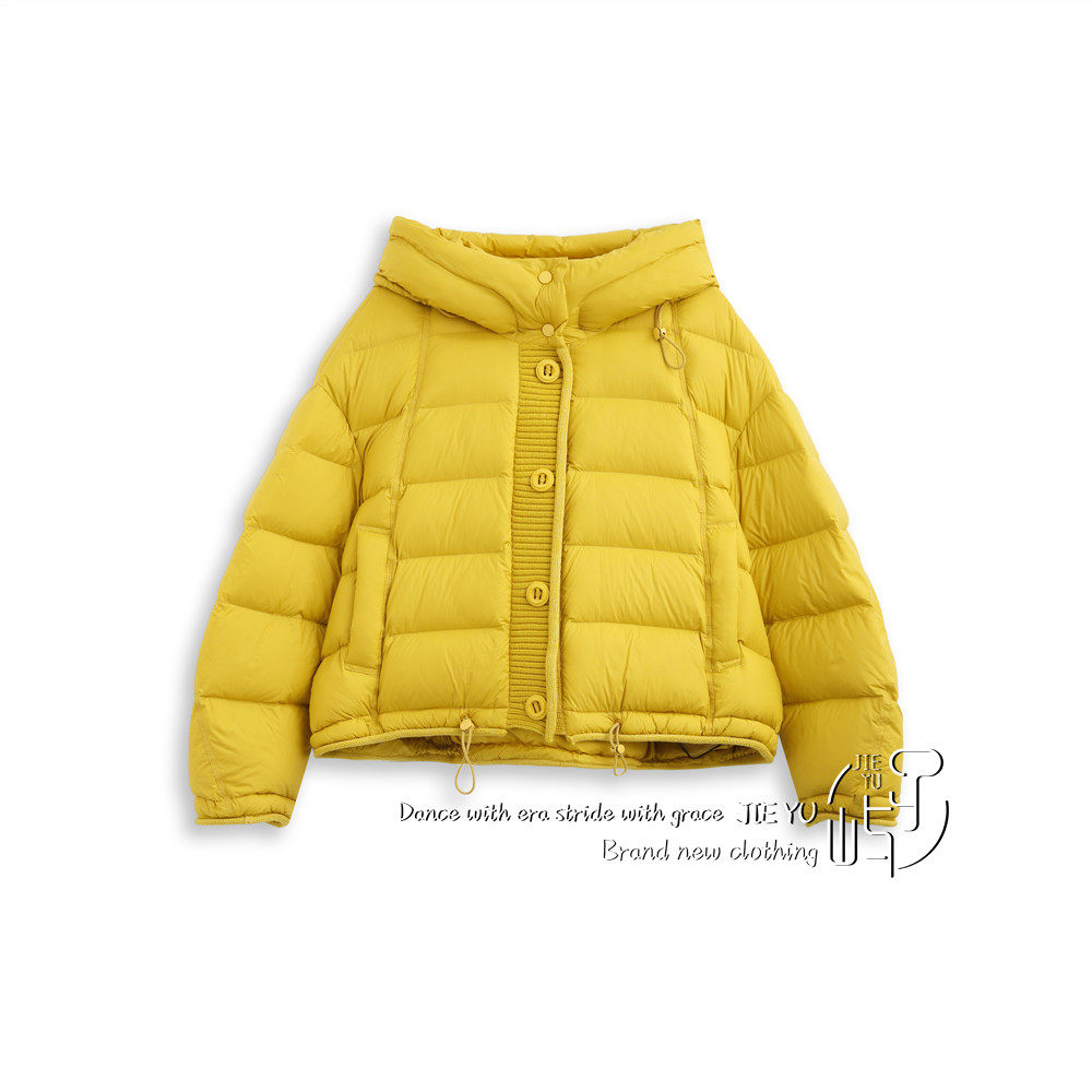 孑屿JIEYU 羽绒服女针织拼接立领2025冬季新款