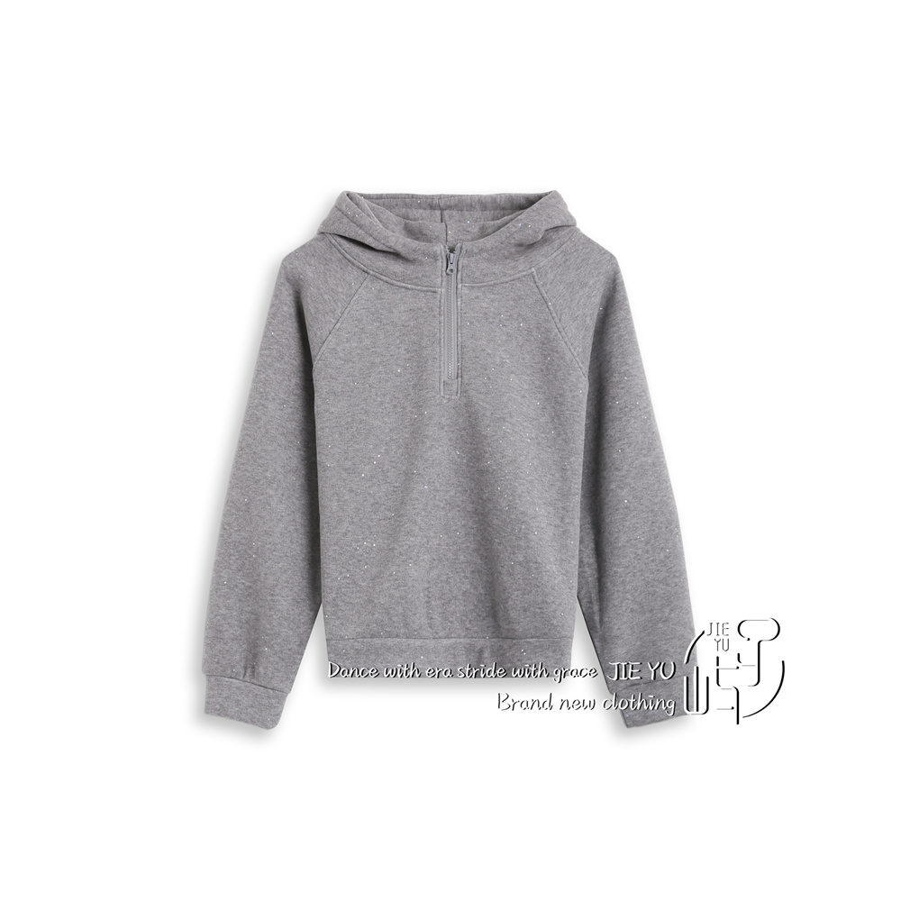 孑屿JIEYU 翻领卫衣女士2025秋冬半拉链外套