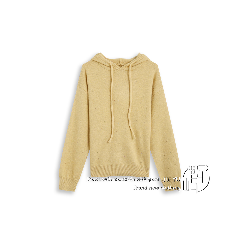 孑屿JIEYU 连帽针织帽衫女长袖套头宽松显瘦毛衣上衣