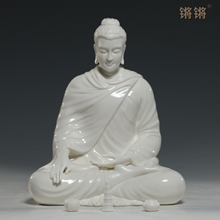 锵锵陶瓷12寸印度佛释迦牟尼佛像阿弥陀佛三宝佛家用供奉白瓷摆件