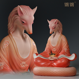 锵锵陶瓷清风道长神像胡黄常蟒灰真身像五大家族家用供奉佛堂摆件