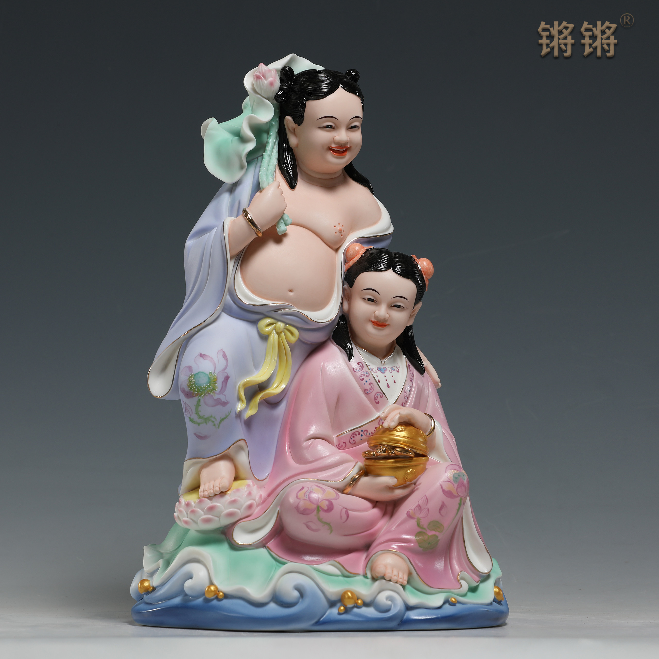 锵锵陶瓷10至14寸和合二圣神像