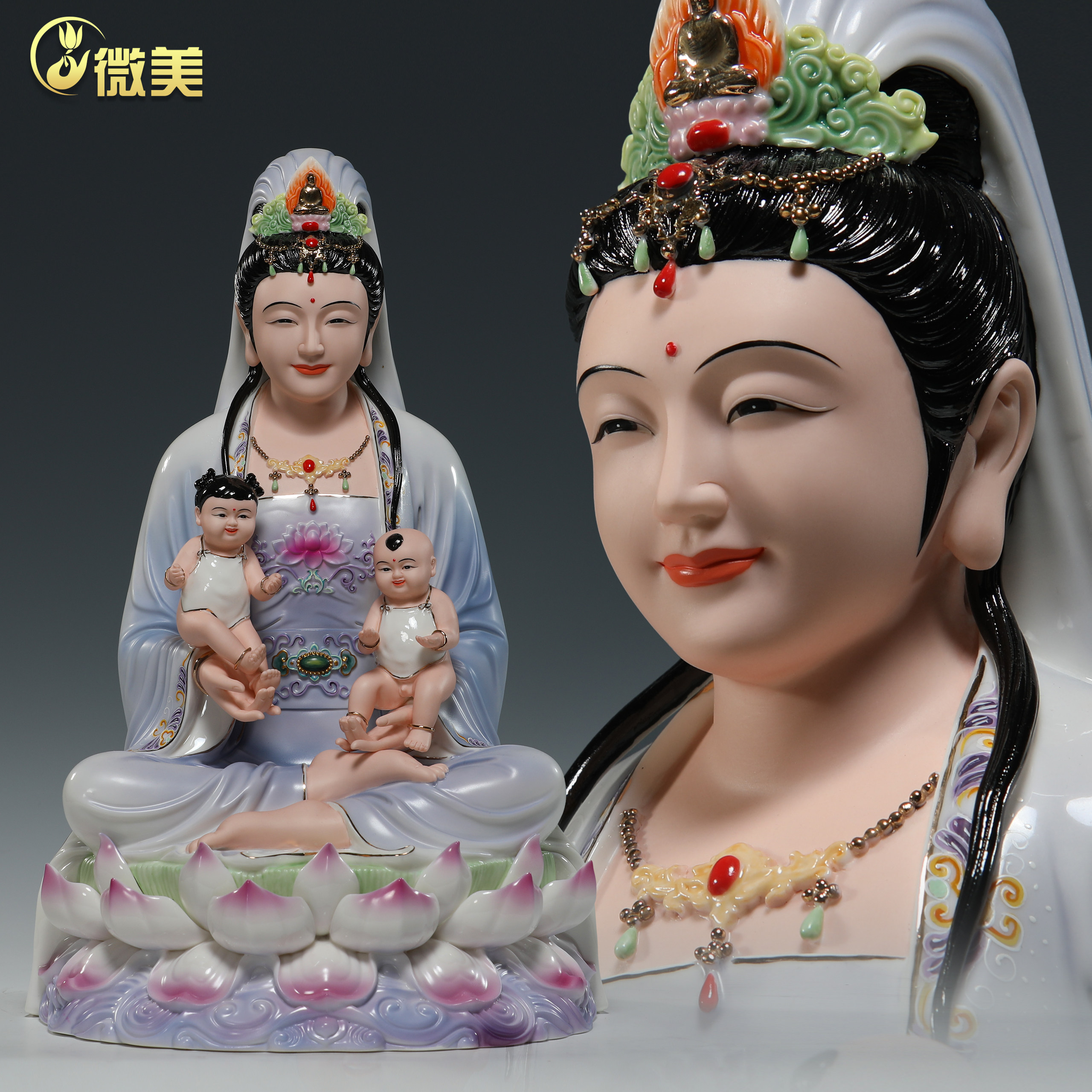 锵锵陶瓷10至20寸送子观音佛像