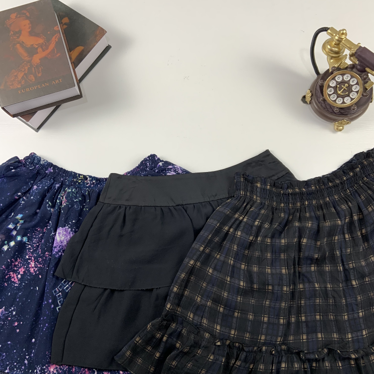 vintage日制古着蛋糕裙古早风少女夏款半身裙可爱甜美超短裙-369