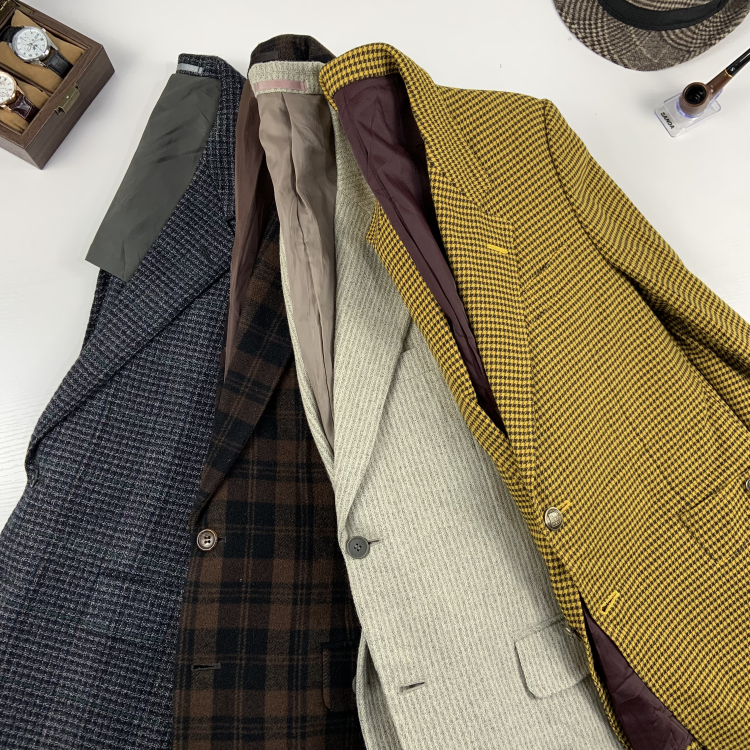 vintage古着日制粗花呢男女西装Harris Tweed呢雅痞老钱风西服-51
