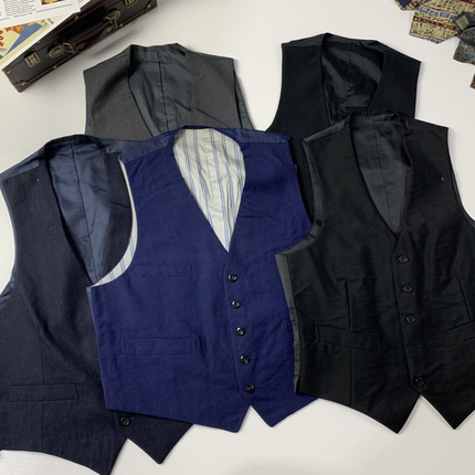vintage日制古着男商务正装职场马甲羊毛背心马甲英伦格子马甲-35