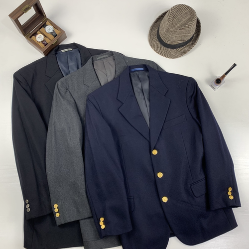 vintage古着日制单排布雷泽金扣扩版男女复古宽松流行西装-41