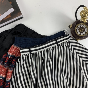 vintage日制古着蛋糕裙古早风少女夏款 134 半身裙格纹碎花超短裙