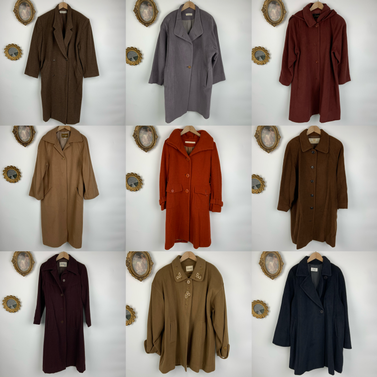 vintage古着日制女士长款羊毛绒大衣复古廓版气质秋冬大衣外套486