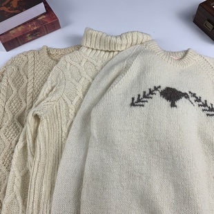 vintage日制古着日系复古休闲宽松麻花纹纯色男女款 羊毛毛衣706