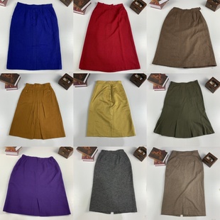 vintage古着日制秋冬羊毛半裙港风慵懒淑女文艺包臀一步裙 761