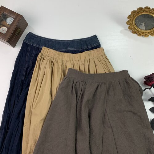 vintage日制古着碎花纯色百搭设计感夏季出游半身裙-863（2)