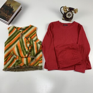 601 拼色女西服套装 vintage古着日制女士羊毛秋冬套装 复古港风时尚