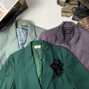 vintage古着日制厚女西女士西装 昭和港风复古年代文艺西服