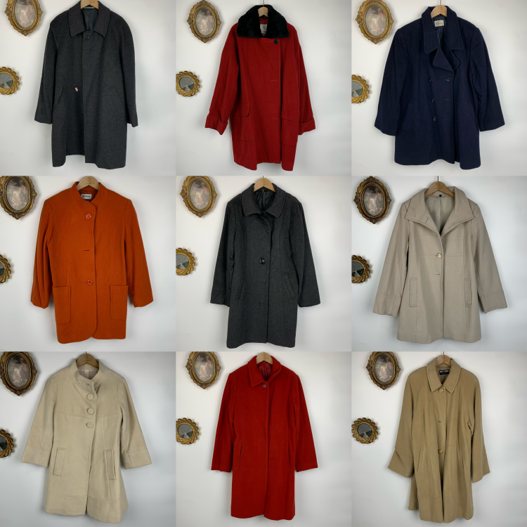 vintage古着日制羊绒大衣复古秋冬阔版显瘦北欧男女款大衣外套488