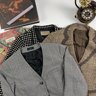 vintage古着日制厚女西女士西装昭和港风复古90s古早感外套-83