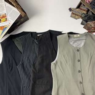 街拍马甲 vintage日制古着西装 马甲羊毛背心马甲百搭彩色时尚