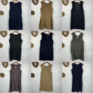 vintage古着日制羊毛连衣裙女士中长款背带款简约百搭秋冬长裙510