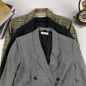 vintage古着日制女西秋冬百搭气质格纹年代感昭和女士西装 844