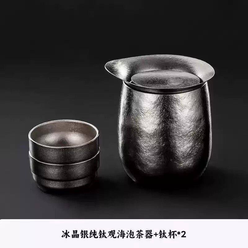 纯钛旅行茶具便携式泡茶壶快客杯高档双层户外露营一人小茶具