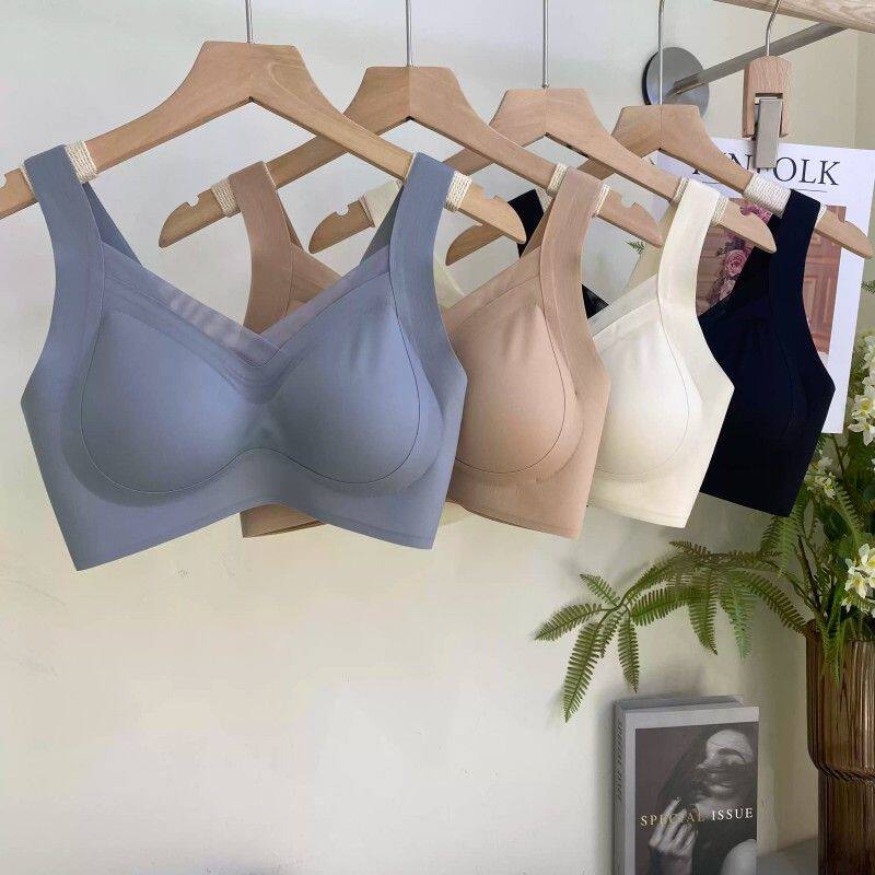 夏季无痕美背性感网纱乳胶文胸 聚拢防下垂小胸一片式内衣 黑色与