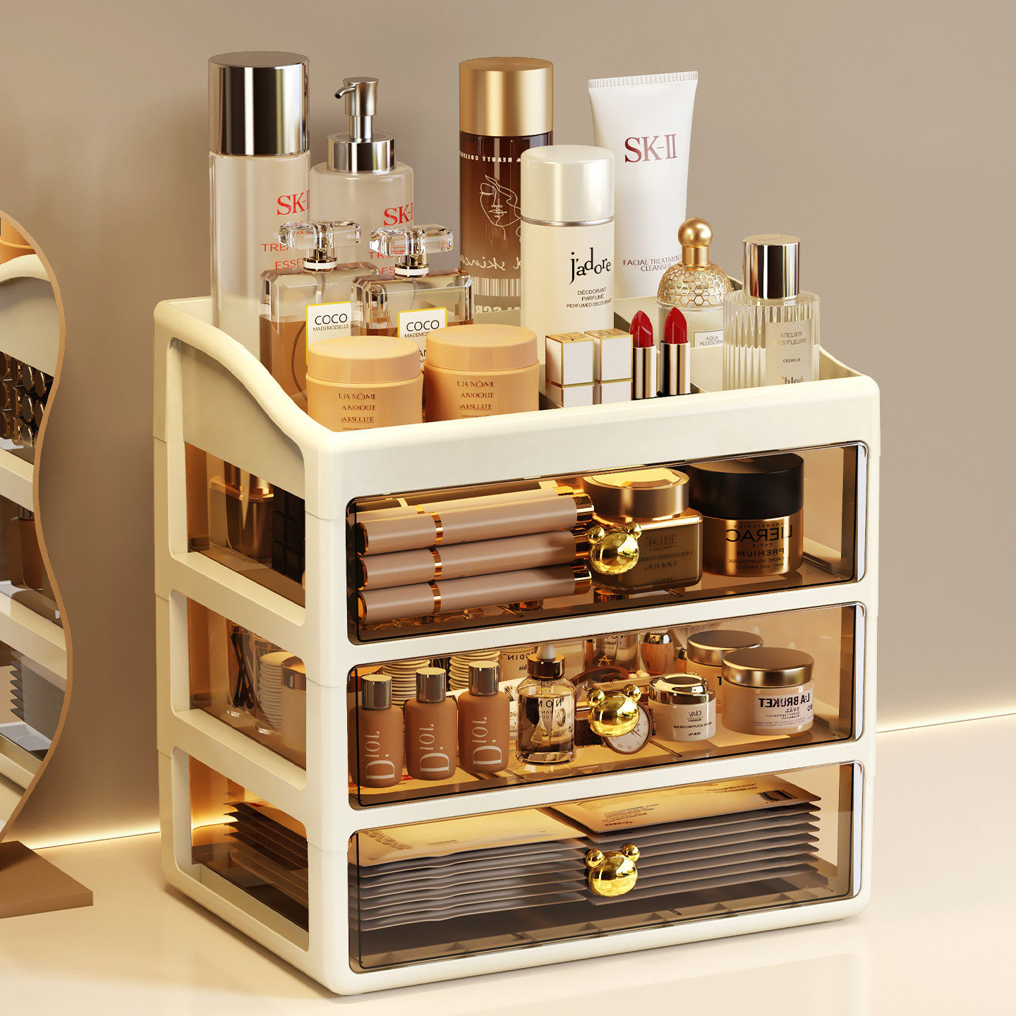 化妆品收纳盒梳妆台置物架桌面高级感卫生间洗漱台护肤整理柜新款