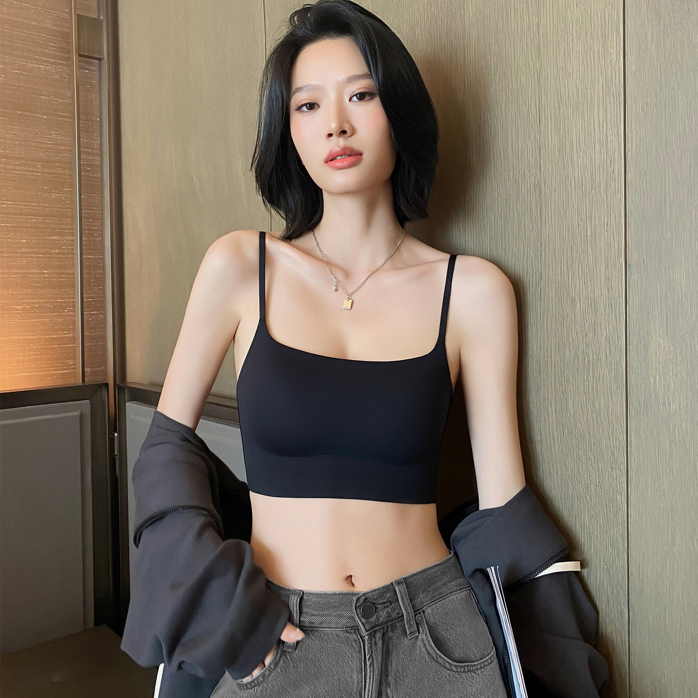 美背内衣女抹胸内搭防走光2025新款细吊带文胸一体无痕背心式裹胸