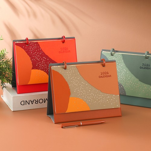 台历2026年新款日历定制桌面摆件高档精美皮质笔记本子礼盒套装创意商务办公工作简约记事自律打卡计划定做