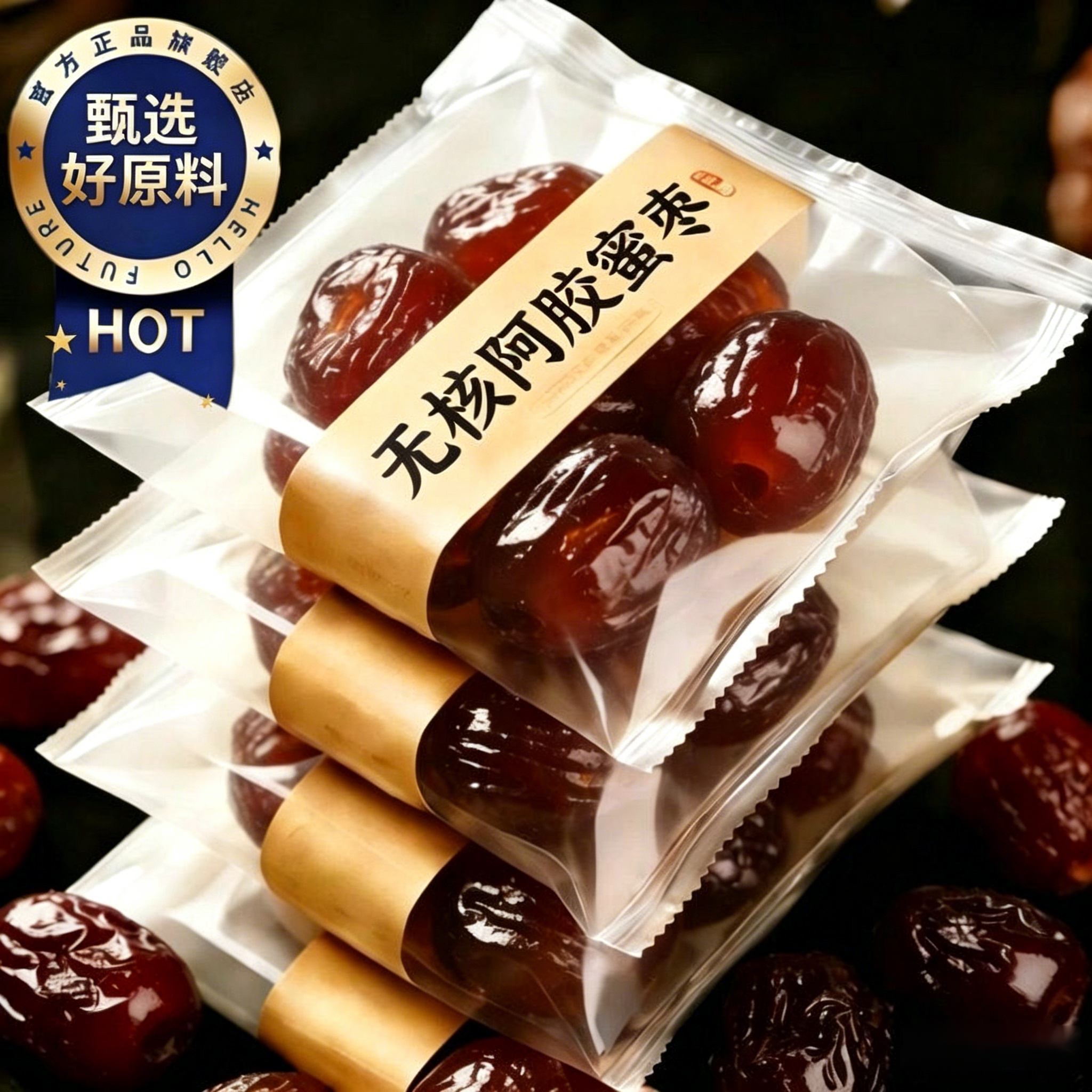 新疆特产蜜枣金丝无核阿胶去核蜜枣包粽子正宗官方旗舰店煲汤用