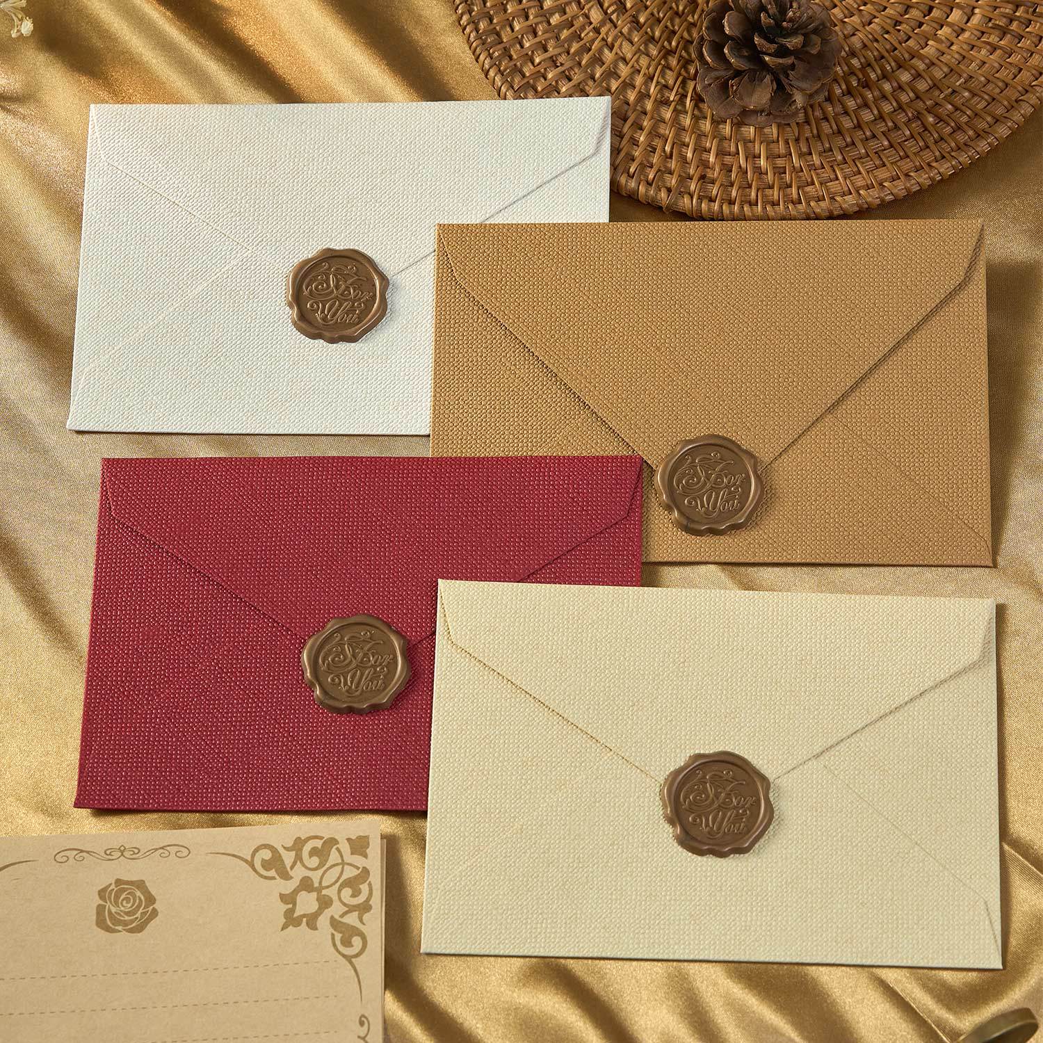 麻布信封信纸套装复古风情书高级感中国风牛皮特种纸加厚简约送男女友精致感谢信请柬高颜值明信片送火漆信封