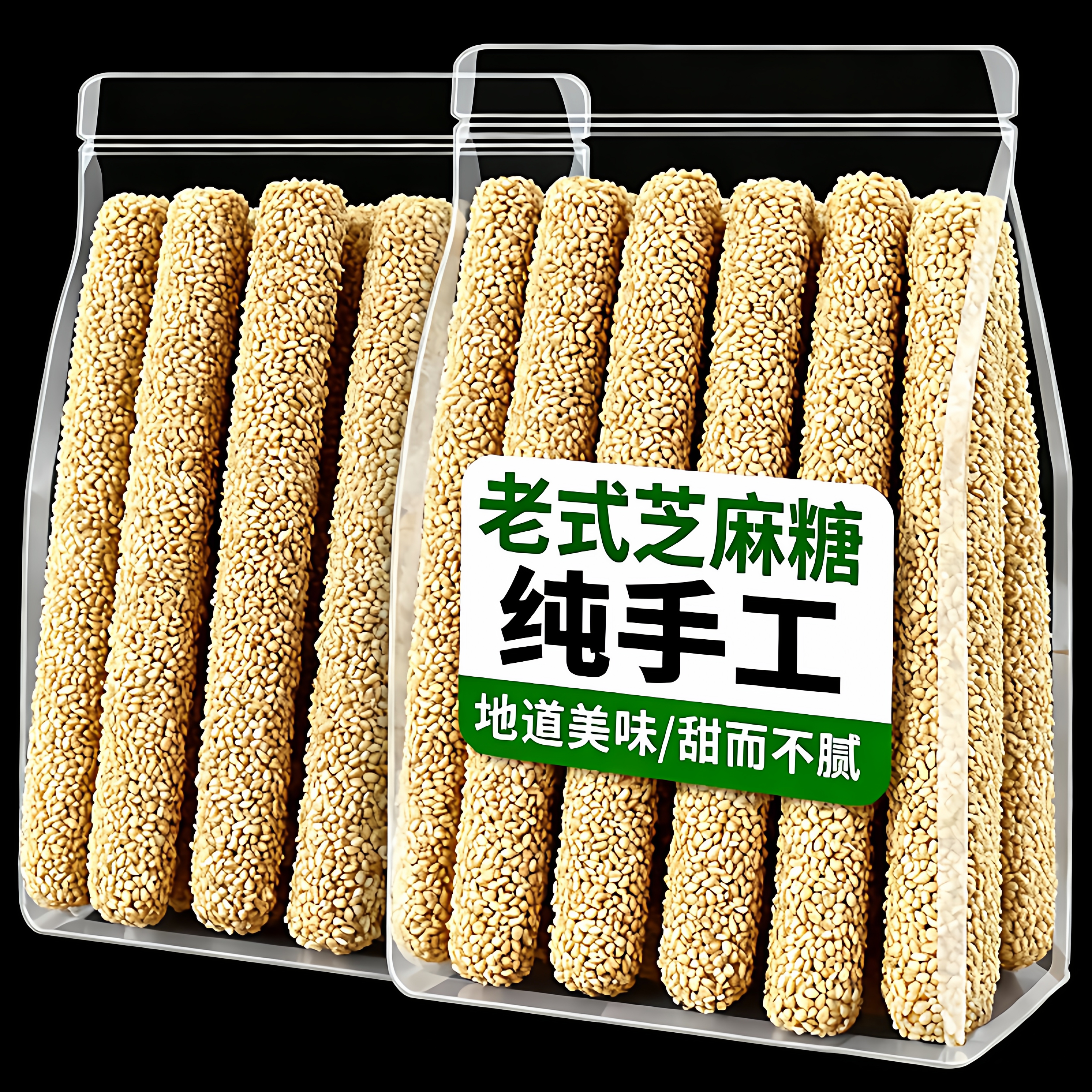 芝麻糖纯手工老式纯山东传统空心糖棍酥麦芽糖年货零食官方旗舰店