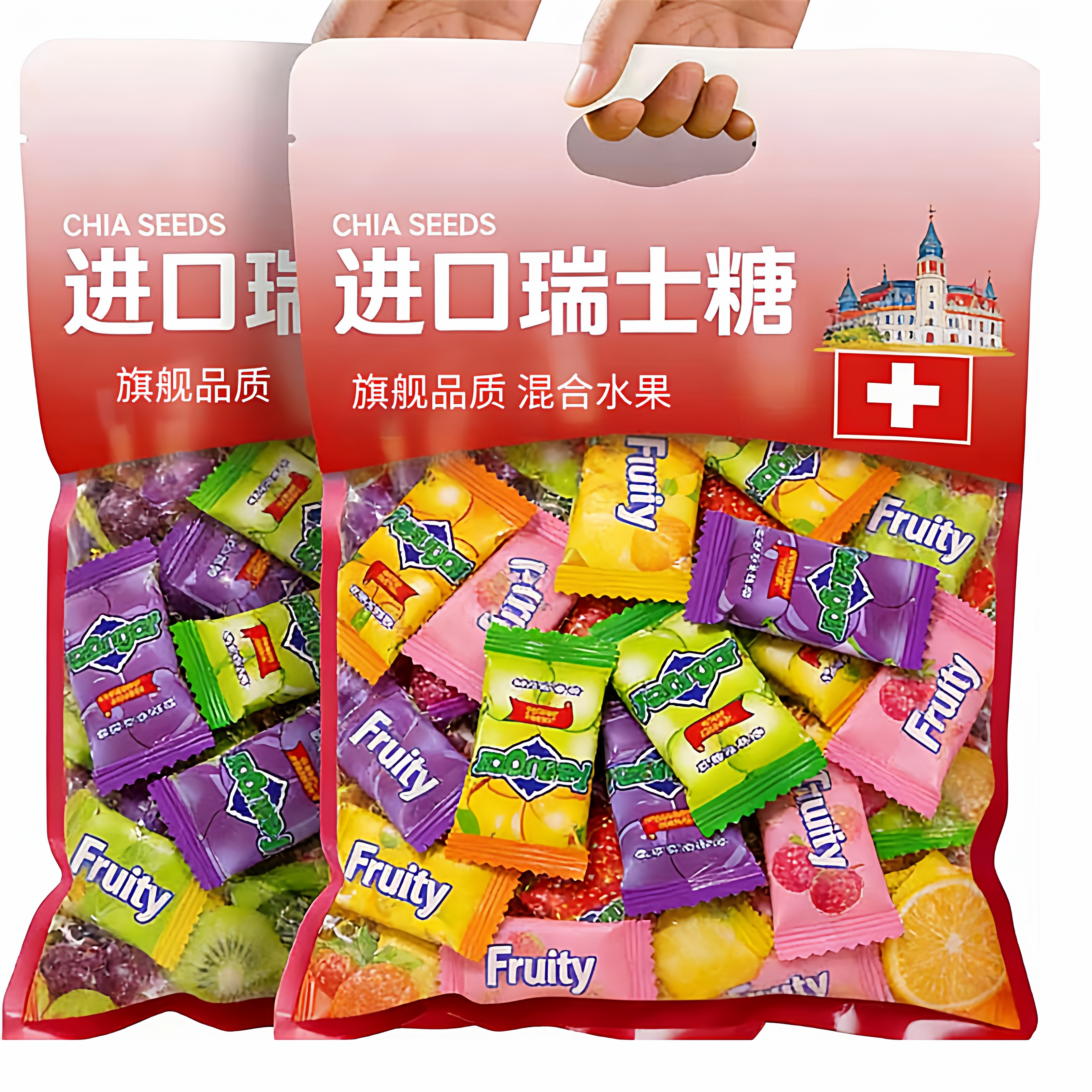 瑞士糖官方旗舰店进口混合水果味马来西亚风味软喜糖年货儿童零食