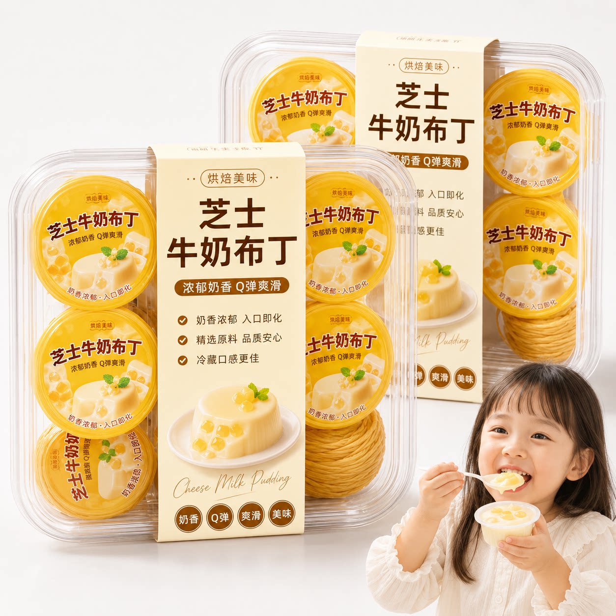 芝士牛奶布丁儿童奶酪果冻独立包装啵啵布丁学生宿舍休闲解馋零食