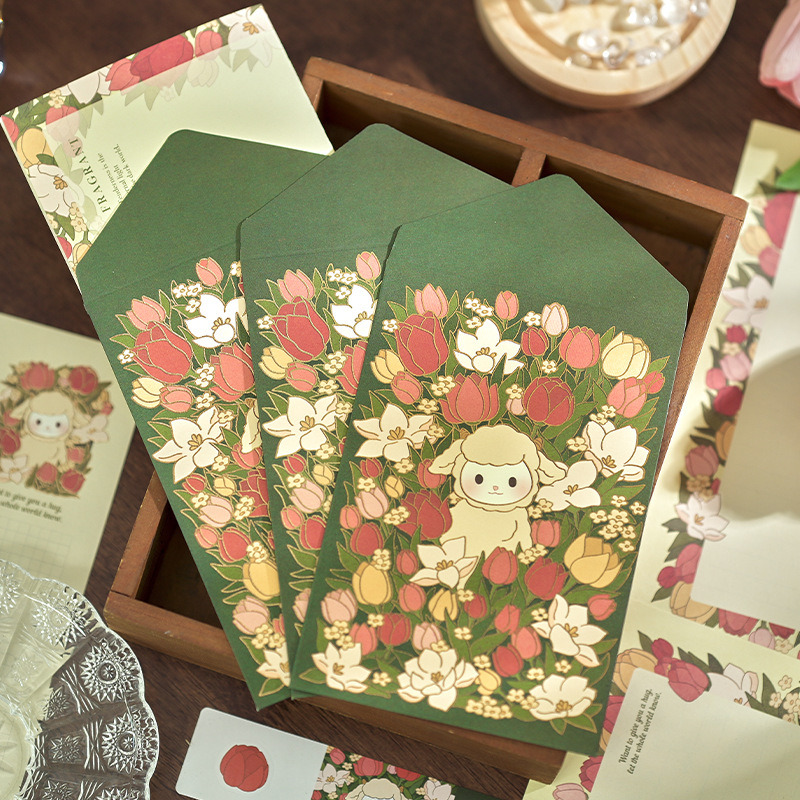 复古烫金信封此间浪漫信纸套装ins清新复古小众花束手写告白情书信笺