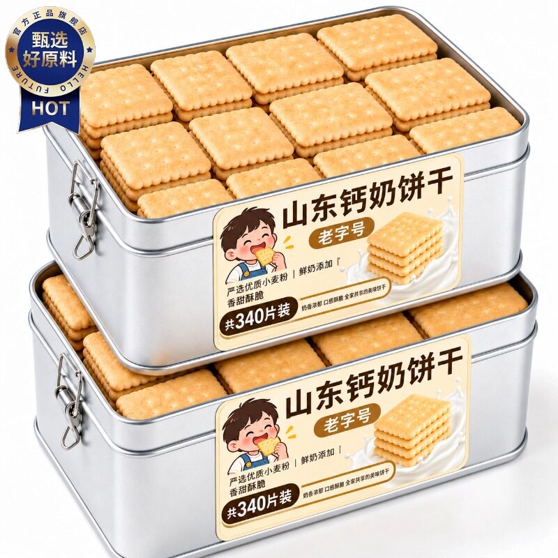 山东钙奶饼干官方旗舰店青岛特产老字号饼干青食老式无糖早餐饼干图片